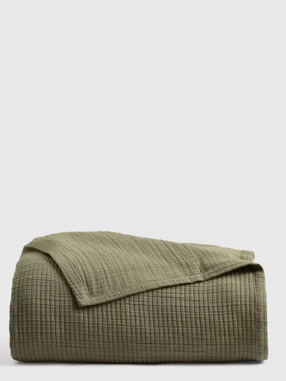 Quince Olive Organic Ribbed Cotton Coverlet